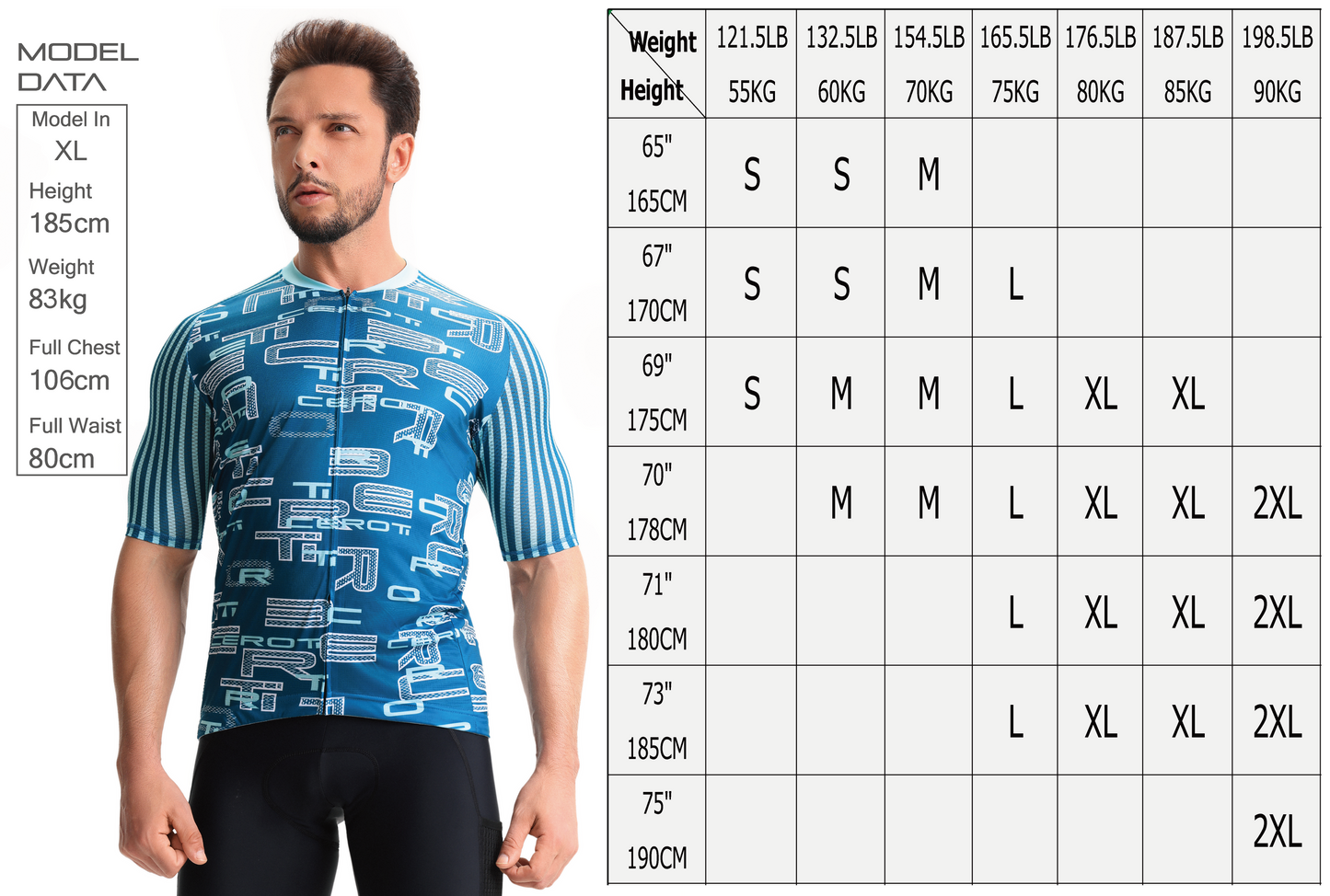 Men's Training Fit Cycling Jersey – Lightweight, PRO Dry Fit Fabric, UPF 50+ Protection - C61