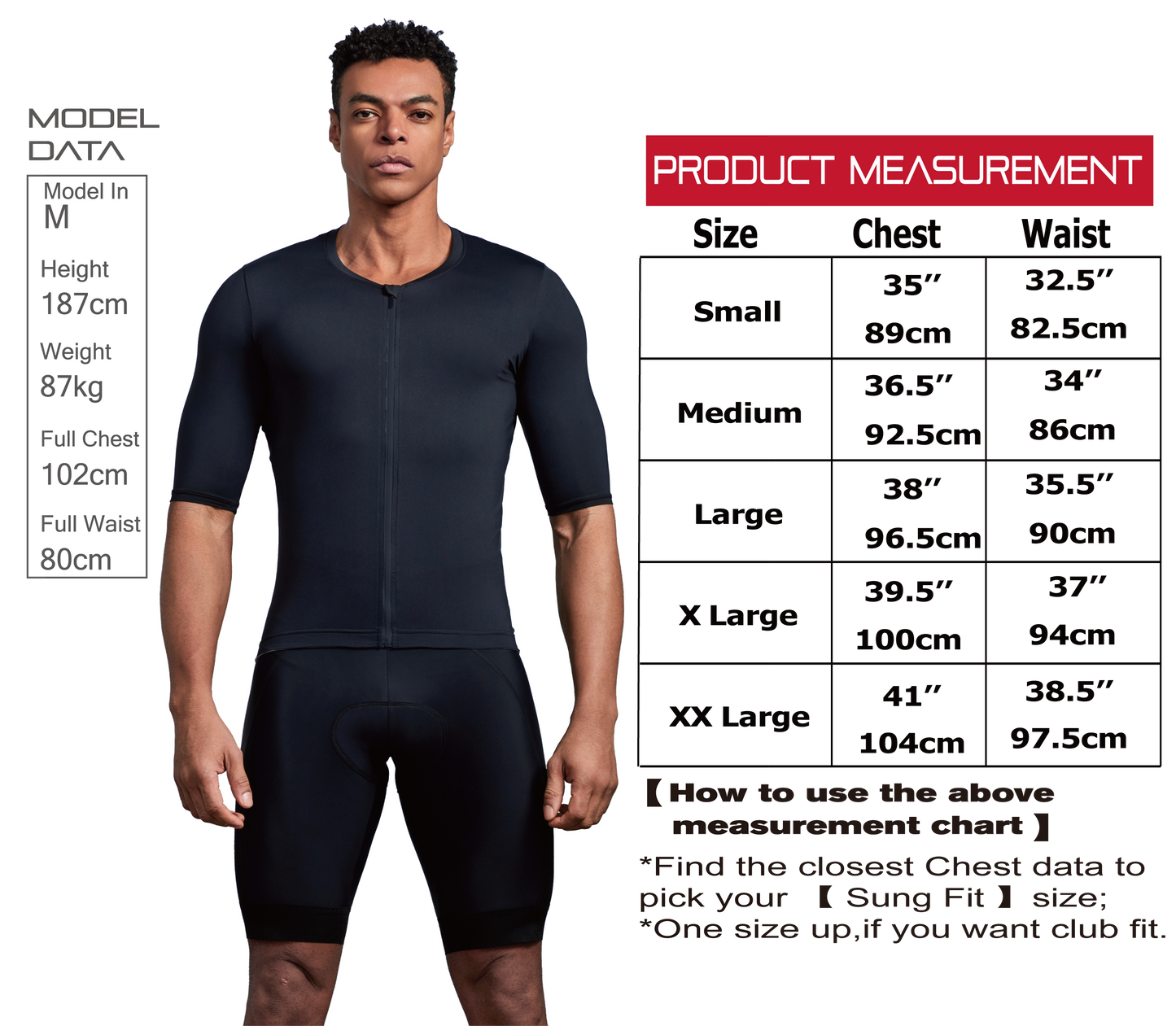 Club Fit Black Wind Tunnel Fabric Cycling Jersey-C57