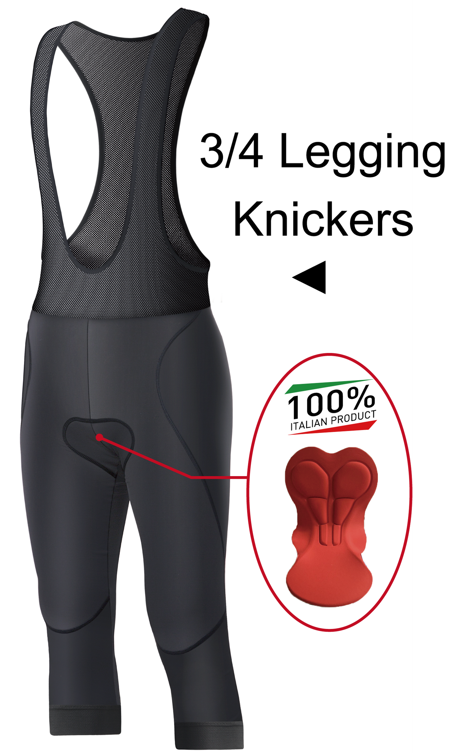 Men‘s Thermal Fleece Cycling Bib Knickers 3/4 Legging - D1