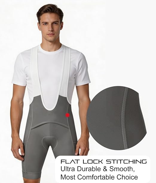Men's Gray Cycling Bib Shorts with Easy Bathroom Access-B69