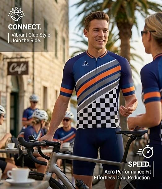 Men's Club Fit Cycling Jersey, Lightweight PRO Dry Fabric, Breathable - C65