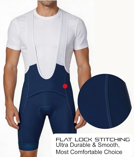 Men's Navy Cycling Bib Shorts with Easy Bathroom Access-B68