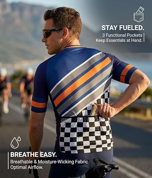 Men's Club Fit Cycling Jersey, Lightweight PRO Dry Fabric, Breathable - C65