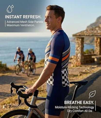 Men's Club Fit Cycling Jersey, Lightweight PRO Dry Fabric, Breathable - C65