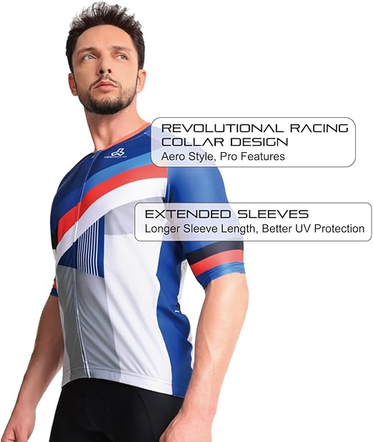 Men's Club Fit Cycling Jersey, Lightweight PRO Dry Fabric, Breathable - C63