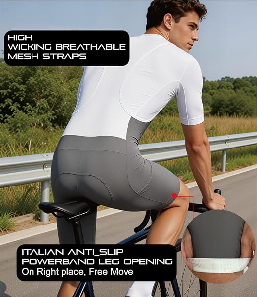 Men's Gray Cycling Bib Shorts with Easy Bathroom Access-B69