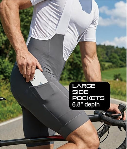 Men's Gray Cycling Bib Shorts with Easy Bathroom Access-B69