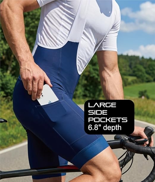 Men's Navy Cycling Bib Shorts with Easy Bathroom Access-B68