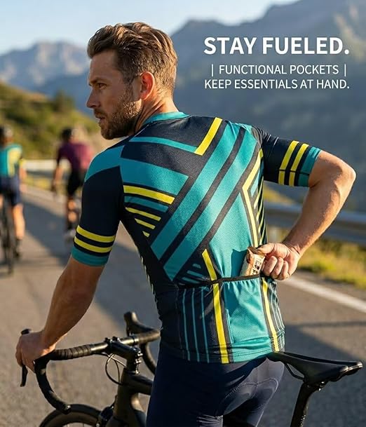 Men's Club Fit Cycling Jersey, Lightweight PRO Dry Fabric, Breathable - C67