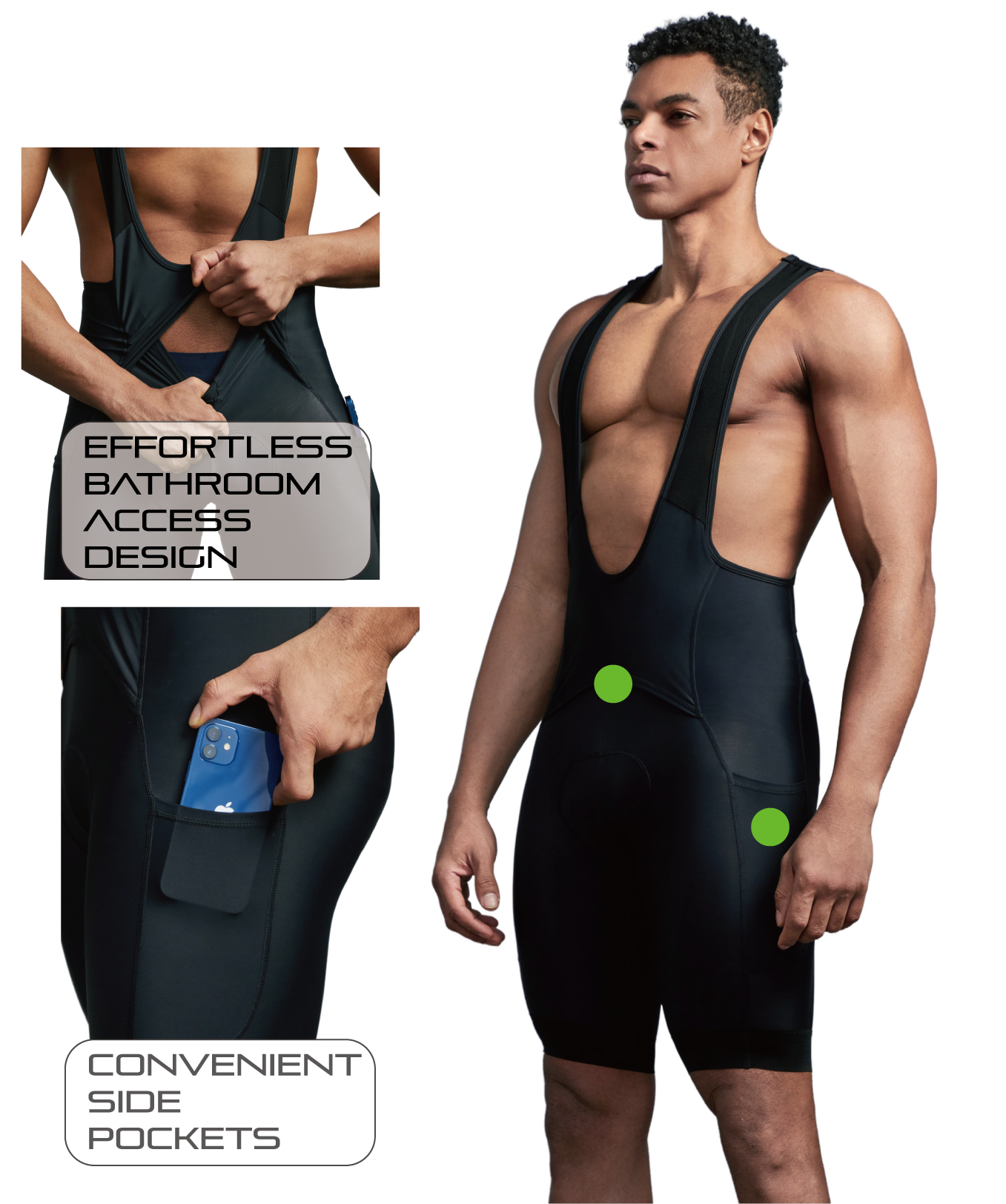 Black PP-Panel Cycling Bibs-B67