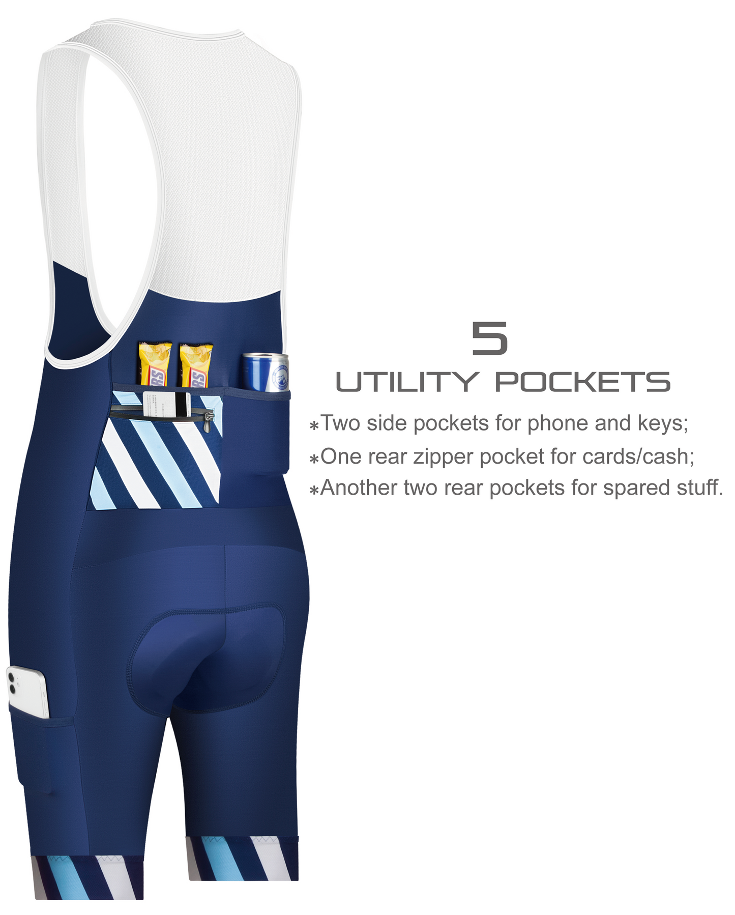 Navy Cargo Cycling Bib Shorts- B57